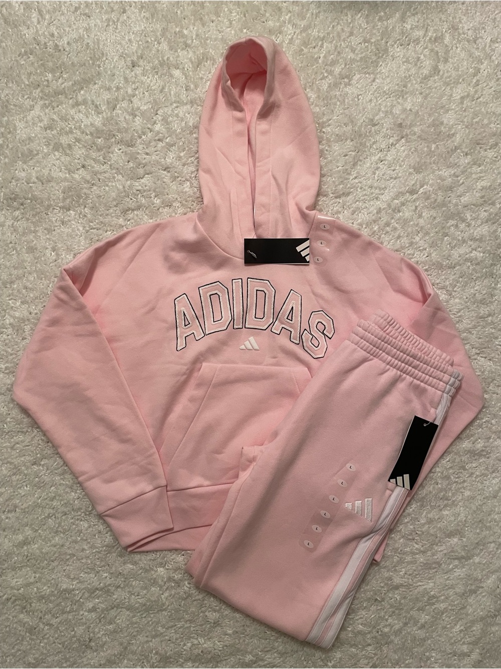 Girls Adidas Pink Matching Sweatsuit size L (14) NWT